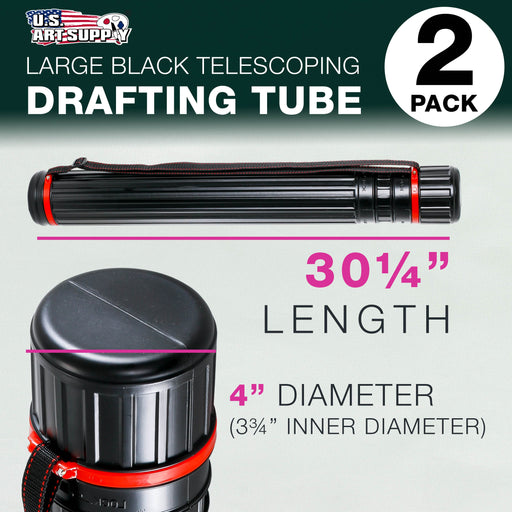 Black Drafting Tube - Outside Diameter: 4 inch, Inside Diameter: 3-3/4 inch, Length: 30-1/4 to 52 inches - 2 Pack