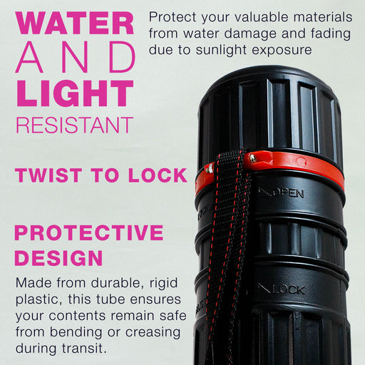 Black Telescoping Drafting Tube (Pack of 2) - 4" Outside/3-3/4" Inside Diameter, Expands 30-1/4" to 52", Durable Protection with Shoulder Strap - Ideal for Posters, Blueprints, Art