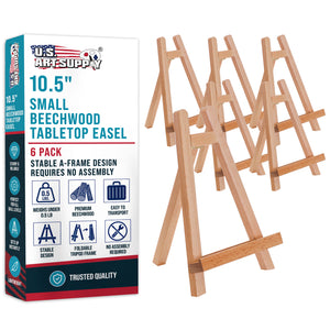 10.5" Small Wooden Tabletop Easel (6 Pack) for Painting and Display Stand - A-Frame Table Top Easel, Canvas Holder