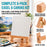 8" x 8" Stretched Canvas with 10.5" Small Wooden Tabletop Easel Kit (6 Pack) for Painting and Display Stand - A-Frame Table Top Easel, Canvas Holder