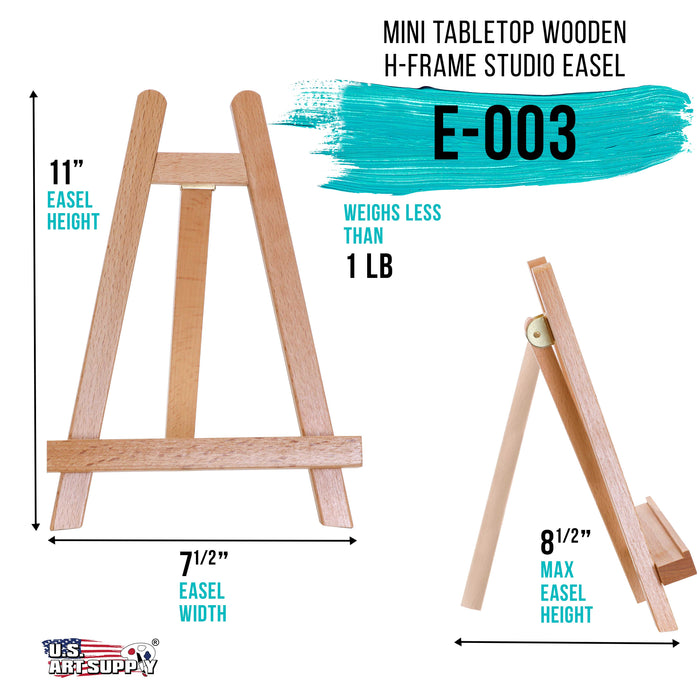 10.5" Small Wooden Tabletop Easel for Painting and Display Stand - A-Frame Table Top Easel, Canvas Holder