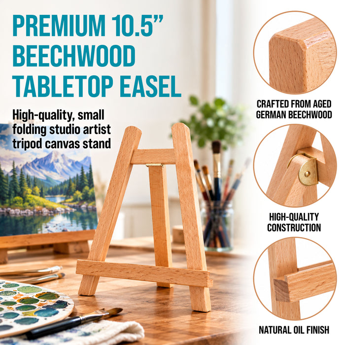 10.5" Small Wooden Tabletop Easel for Painting and Display Stand - A-Frame Table Top Easel, Canvas Holder