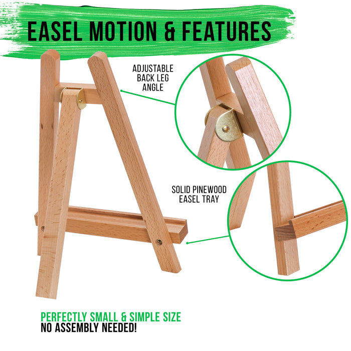 10.5" Small Wooden Tabletop Easel for Painting and Display Stand - A-Frame Table Top Easel, Canvas Holder