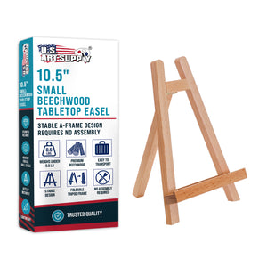 10.5" Small Wooden Tabletop Easel for Painting and Display Stand - A-Frame Table Top Easel, Canvas Holder