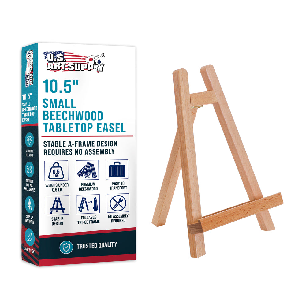 10.5" Small Wooden Tabletop Easel for Painting and Display Stand - A-Frame Table Top Easel, Canvas Holder