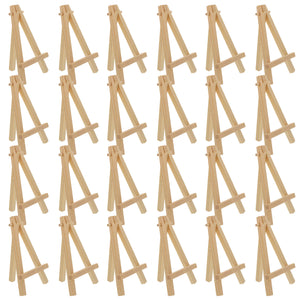 5" Mini Easel (24 Pack) - Natural Wooden A-Frame Tabletop Display Stand, Mini Easel Stand - Small Easels for Display, Small Canvases, Crafts, Business Cards, Signs, Photos, Gifts