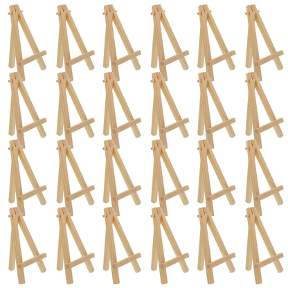 5" Mini Easel (24 Pack) - Natural Wooden A-Frame Tabletop Display Stand, Mini Easel Stand - Small Easels for Display, Small Canvases, Crafts, Business Cards, Signs, Photos, Gifts