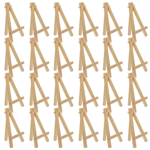 5" Mini Natural Wood Display Easel (24 Pack), A-Frame Artist Painting Party Tripod Easel - Tabletop Holder Stand for Kids Crafts Small Canvases Cards