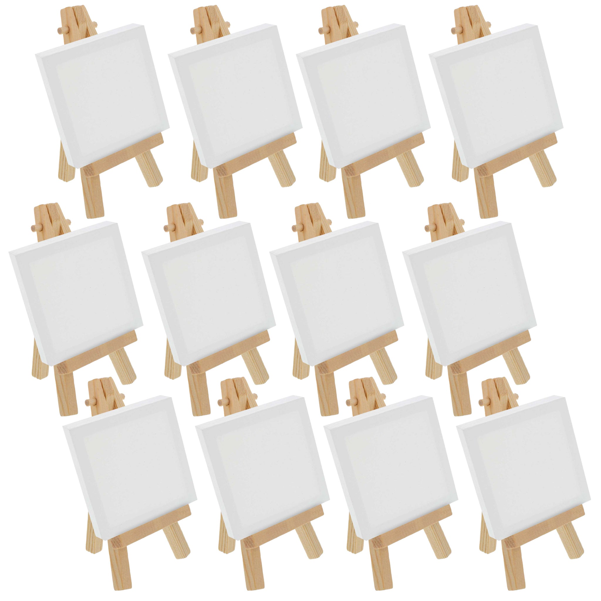 12 Pack Small Wood Table Top Easels for Painting, Canvas Display