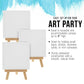 3" x 3" Stretched Canvas with 5" Mini Easel Kit (12 Pack) - Natural Wooden A-Frame Tabletop Display Stand, Mini Easel Stand - Small Easels for Display, Small Canvases, Crafts, Photos