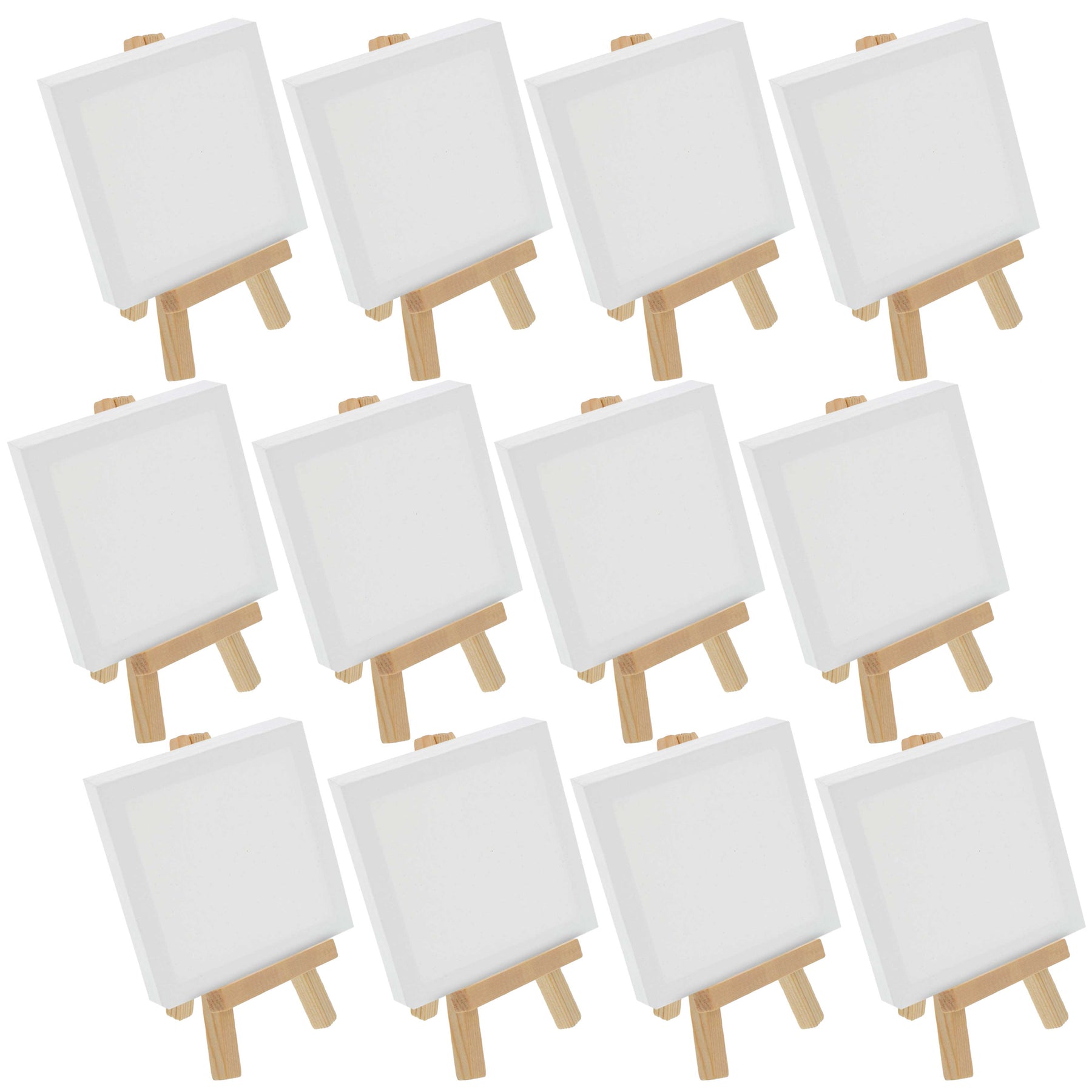 12pk 5 x 5 Canvas, 8 Natural Wood Display Easel Kit, Artist Stand — TCP  Global
