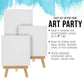 5" x 5" Stretched Canvas with 8" High Small Natural Wooden Easel (12 Pack), A-Frame Canvas Stand Tripod, Small Painting Easels - Tabletop Easel for Painting, Canvases, Student Crafts