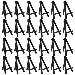 5" Mini Easel (24 Pack) - Black Wooden A-Frame Tabletop Display Stand, Mini Easel Stand - Small Easels for Display, Small Canvases, Crafts, Business Cards, Signs, Photos, Gifts