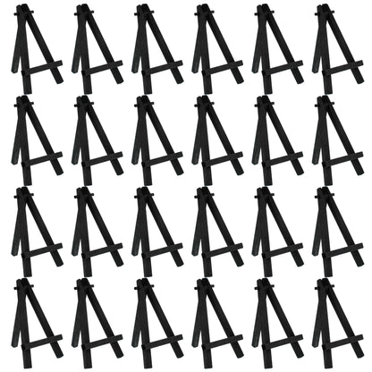 5" Mini Easel (24 Pack) - Black Wooden A-Frame Tabletop Display Stand, Mini Easel Stand - Small Easels for Display, Small Canvases, Crafts, Business Cards, Signs, Photos, Gifts