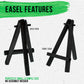 8" High Small Black Wooden Easel (6 Pack), A-Frame Canvas Stand Tripod, Small Painting Easels - Tabletop Easel for Painting, Canvases, Student Crafts, Event Signs Photos