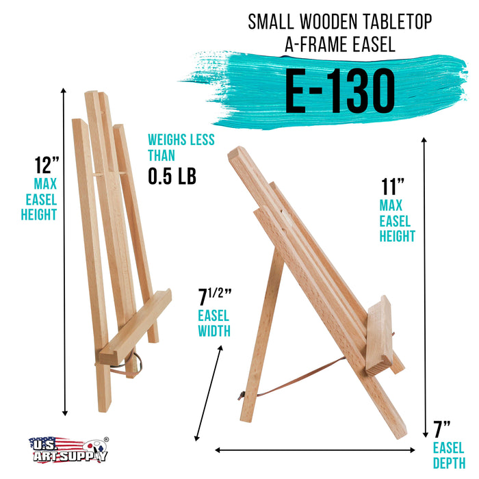 11" Small Tabletop Display Stand A-Frame Artist Easel - Beechwood Tripod, Painting Party Easel, Portable Kids Students Classroom Table School Desktop