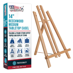 14" Medium Tabletop Display Easel - Beechwood Artist A-Frame Display Stand, Wooden Easel for Painting, Canvas Stand, (Pack of 1) Classrooms Events Photo Picture Sign Holder