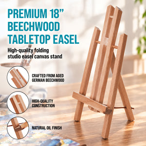 18" Large Tabletop Display Easel - Beechwood Artist A-Frame Display Stand, Wooden Easel for Painting, Canvas Stand, (Pack of 12) Classrooms Events Photo Picture Sign Holder