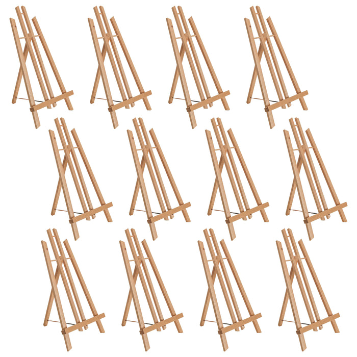 18" Large Tabletop Display Stand A-Frame Artist Easel, 12 Pack - Beechwood Tripod, Painting Party Easel, Portable Kids Student Table School Desktop