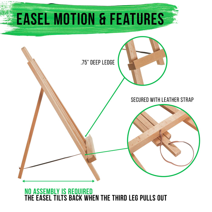 18" Large Tabletop Display Easel - Beechwood Artist A-Frame Display Stand, Wooden Easel for Painting, Canvas Stand, (Pack of 1) Classrooms Events Photo Picture Sign Holder