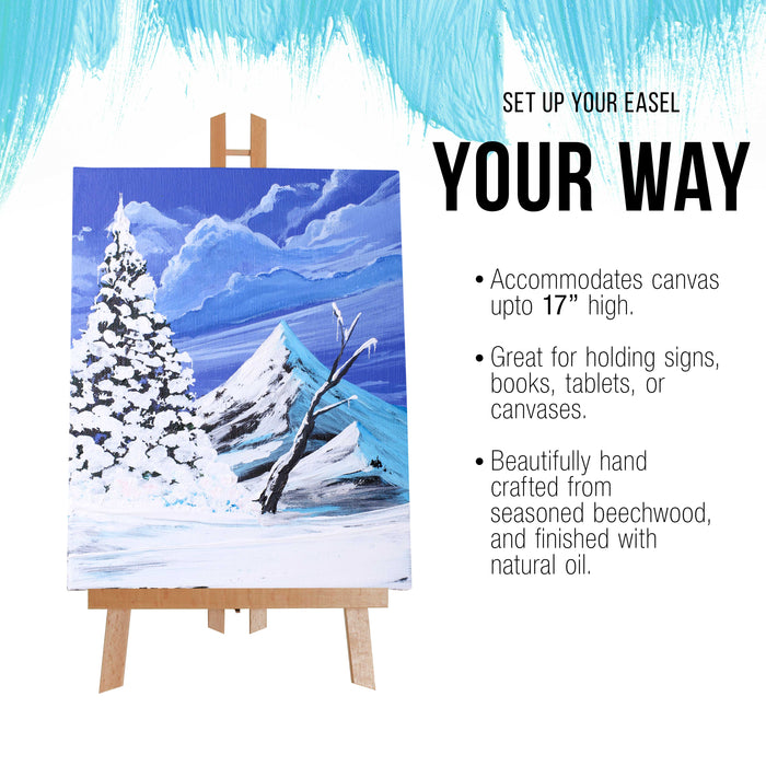 18" Large Tabletop Display Easel - Beechwood Artist A-Frame Display Stand, Wooden Easel for Painting, Canvas Stand, (Pack of 1) Classrooms Events Photo Picture Sign Holder