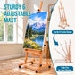 Medium Wooden Studio H Frame Easel with Storage Tray and Wheels - Adjustable to 96" High, Holds 48" Canvas - Beechwood Artist Easel for Painting, Art Display, Portraits