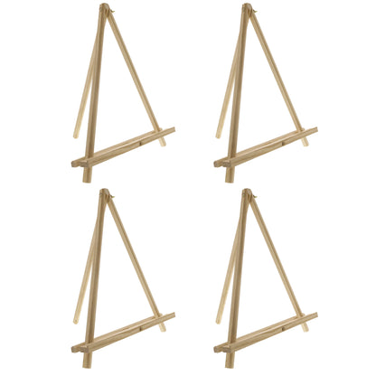 12" Natural Wood Tabletop Easel (4 Pack) - Adjustable A-Frame Canvas Stand for Painting Party & Signs - Table Top Easel for Painting, Canvas Holder, Crafts, Photos, Pictures