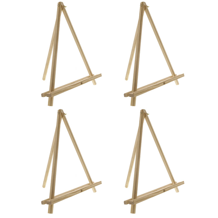 12" High Natural Wood Display Stand A-Frame Artist Easel, 4 Pack - Adjustable Wooden Tripod Tabletop Holder Stand for Canvas, Painting Party, Signs