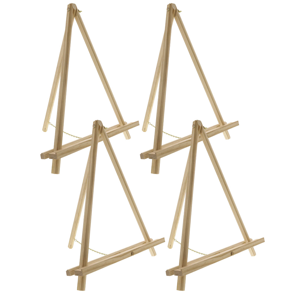 16" High Natural Wood Display Stand A-Frame Artist Easel, 4 Pack - Adjustable Wooden Tripod Tabletop Holder Stand for Canvas, Painting Party, Signs