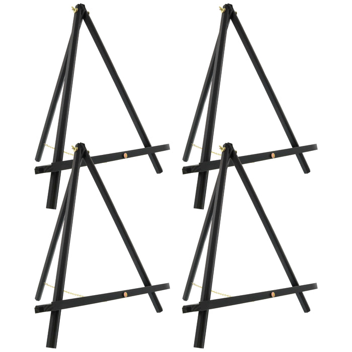 16" High Black Wood Display Stand A-Frame Artist Easel, 4 Pack - Adjustable Wooden Tripod Tabletop Holder Stand for Canvas, Painting Party, Signs