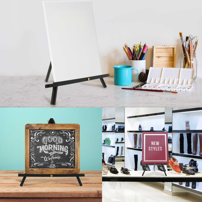 20" Large Black Wood Display Stand A-Frame Artist Easel, 2 Pack - Adjustable Wooden Tripod Tabletop Holder Stand for Canvas, Painting Party, Signs
