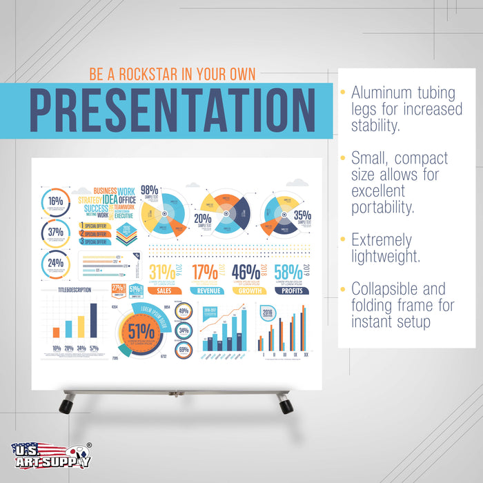 15" High Aluminum Tabletop Display Easel for Painting (10 Pack), Adjustable Folding Stand - Portable Art Easel for Displaying Canvas, Whiteboards, Posters, Signs, Pictures, Paintings