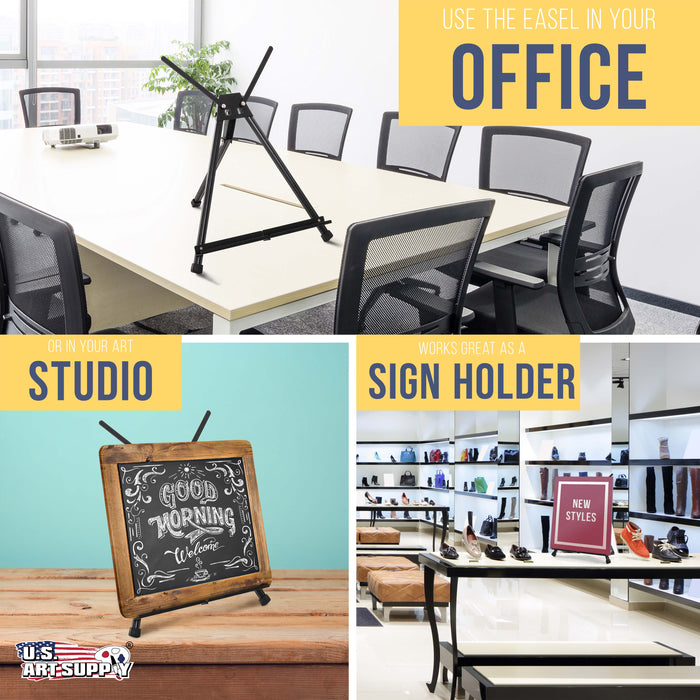 Tabletop Easel for Painting - 15" to 21" Adjustable Metal Stand - Portable Art Easels (Pack of 10) for Display - Canvas, Whiteboards, Posters, Signs, Drawings & More