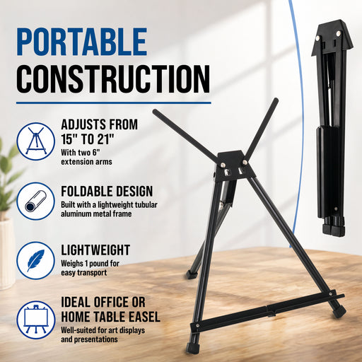 Tabletop Easel for Painting - 15" to 21" Adjustable Metal Stand - Portable Art Easels (Pack of 10) for Display - Canvas, Whiteboards, Posters, Signs, Drawings & More