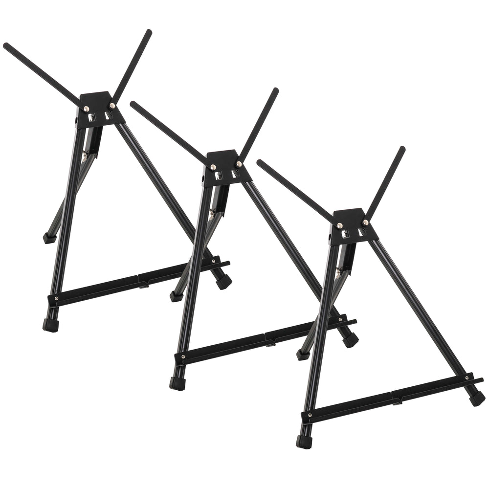 15" to 21" High Adjustable Black Aluminum Tabletop Display Easel (Pack of 3) - Portable Artist Tripod Stand with Extension Arm Wings, Folding Frame