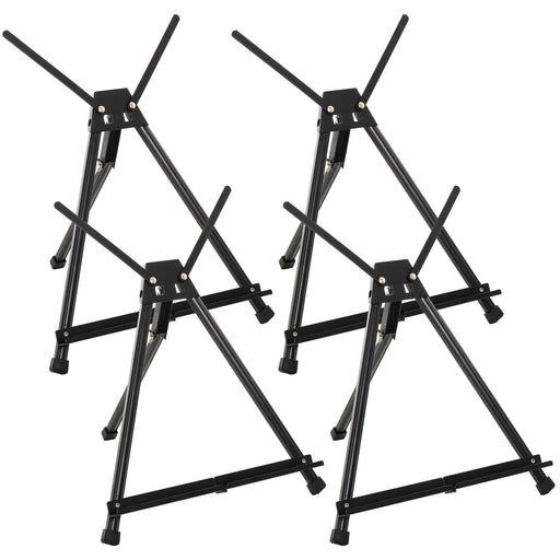 15" to 21" High Adjustable Black Aluminum Tabletop Display Easel, 4 Pack - Portable Artist Tripod Stand with Extension Arm Wings, Folding Frame
