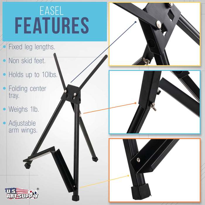 Tabletop Easel for Painting - 15" to 21" Adjustable Metal Painting Easel - Portable Art Easels (Pack of 4) for Display Table Stand - Canvas, Whiteboards, Posters, Signs, Drawings