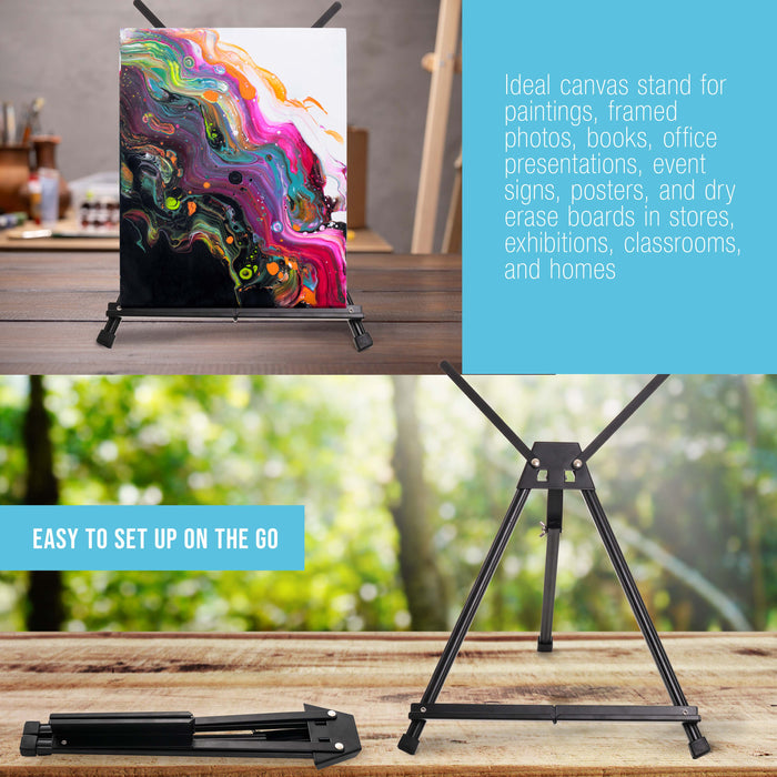 Tabletop Easel for Painting - 15" to 21" Adjustable Metal Painting Easel - Portable Art Easels (Pack of 4) for Display Table Stand - Canvas, Whiteboards, Posters, Signs, Drawings