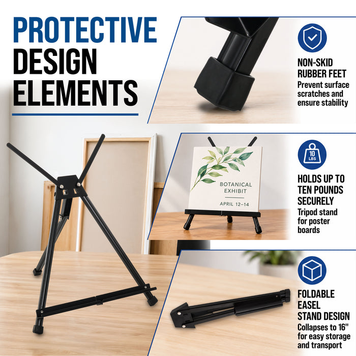 Tabletop Easel for Painting - 15" to 21" Adjustable Metal Painting Easel - Portable Art Easels (Pack of 4) for Display Table Stand - Canvas, Whiteboards, Posters, Signs, Drawings