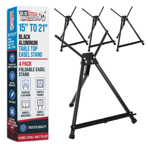 Tabletop Easel for Painting - 15" to 21" Adjustable Metal Painting Easel - Portable Art Easels (Pack of 4) for Display Table Stand - Canvas, Whiteboards, Posters, Signs, Drawings