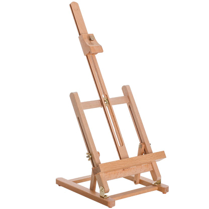 Small Wooden Studio H Frame Easel with Storage Tray - Holds Canvas up to 16" - Adjustable Beechwood Artist Easel for Painting, Art Display Stand, Paint Sketch