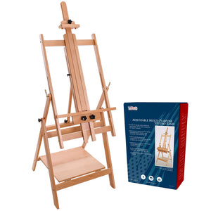 Large Adjustable H-Frame Multi-Purpose Studio Artist Easel - 88" High, Holds 59" Canvas - Sturdy Wooden Floor Painting Holder, Display Stand, designed as Painting Easel for Adults