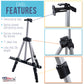 66" Silver Metal Tripod Easel Display (2 Pack) - Adjustable 18"- 5.5', Holds 36" Canvas - Floor/Tabletop Easel Stand, For Sign Display, Painting, Poster Board, Canvas - Portable Bag