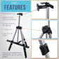 66" Silver Metal Tripod Easel Display (4 Pack) - Adjustable 18"- 5.5', Holds 36" Canvas - Floor/Tabletop Easel Stand, For Sign Display, Painting, Poster Board, Canvas - Portable Bag