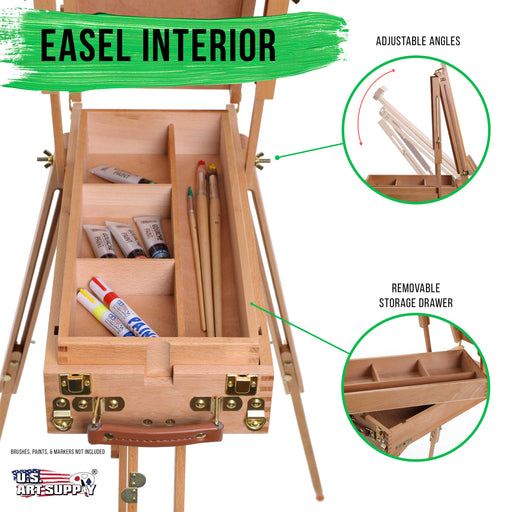 Coronado Small Wooden French Style Field & Studio Sketchbox Easel - Art Easel for Adults, Drawer, Palette - Adjustable Wood Tripod Stand, Portable Artist Table For Painting, Sketching