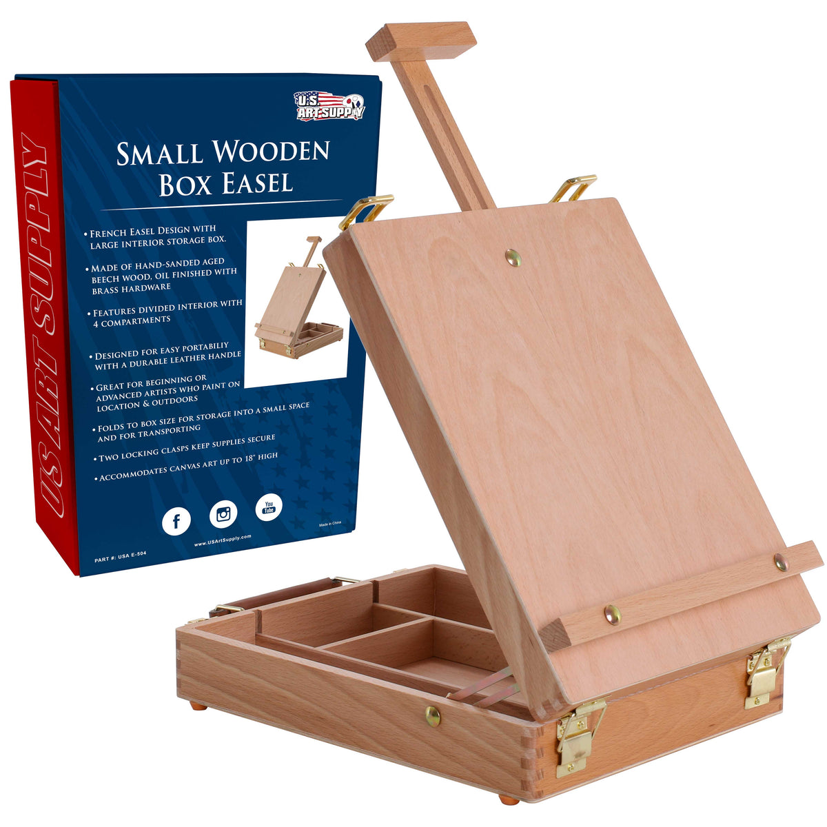 Wooden Travel Paint Box Easel Carry Case Watercolour Oil Painting