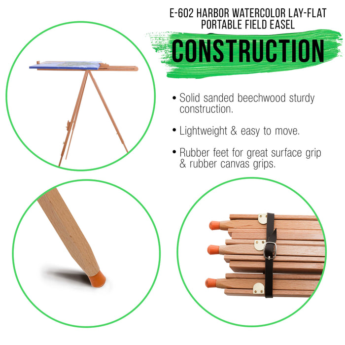 Harbor 72" High Adjustable Wood Artist Easel Stand: Versatile for Watercolor, Field & Display - Portable Tripod for Floor & Tabletop, Holds Canvas Up To 42" Vertical, 28" Horizontal