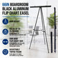 66" High Boardroom Black Aluminum Flip Chart Easel & Presentation Stand - Adjustable Floor/Tabletop, Portable Tripod, Holds 25 lbs., for Chart Paper, Poster Boards, & Pads