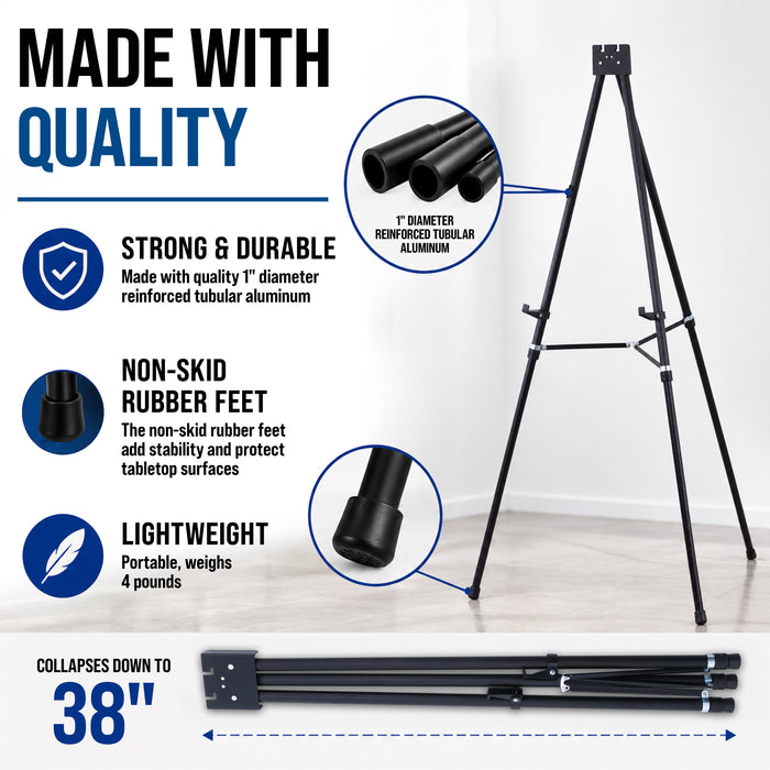 70" High Showroom XL Silver Metal Display Easel (6 Pack) - Large Adjustable Height Portable Easel Stand, Sign Display, Holds 45 lbs - Floor & Tabletop Easels, Painting Stand