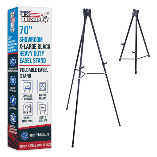 70" High Showroom XL Silver Metal Display Easel - Large Adjustable Height Portable Easel Stand, Sign Display, Holds 45 lbs - Floor & Tabletop Easels, Painting Stand